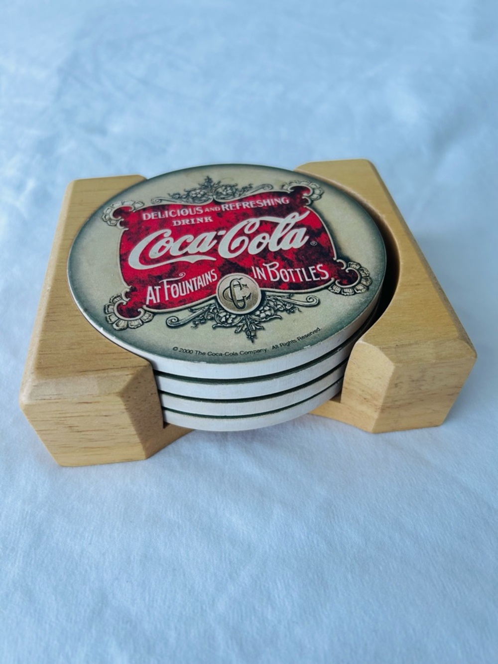 Vintage Coca Cola Set of 4 Coasters Y2K Retro Home Bar Decor